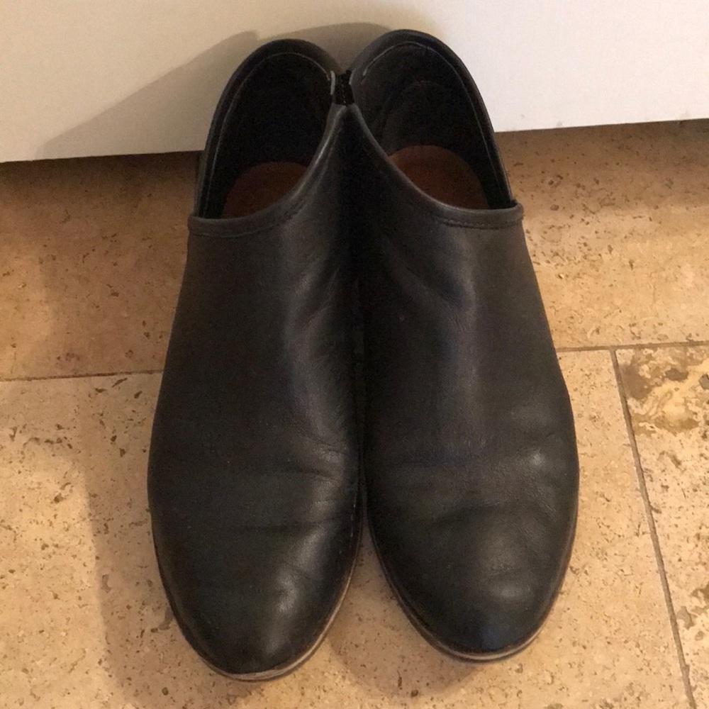 Soft black leather booties